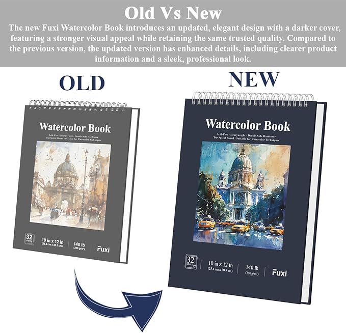 Watercolor Sketchbook 10"x12", 32 Sheets (64 Pages) Water Color Paper, 140lb/300gsm Watercolor Paper, Spiral Hardcover Watercolor Notebook for Painting, Water Color Sketch Books for Teens & Adults.