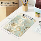 Luminzo Plastic Cute Clipboard Low-Profile Metal Clip, A4 Letter Size 9 x 12.5 in, 8.5 x 11 Paper Clip Board for Teachers, Nurses, Classroom,Floral Bird