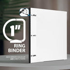 WOT I 1 Inch Telescoping 3 Ring Binder 12-Pack, Expandable Flexible Binder with Customizable Front Cover & Clear Catalog Pocket, Holds 225 Sheets, School Office Supplies, Black+White