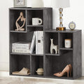 VECELO Wide Bookshelf Set, Fits 9.3" × 10-12.8" Hardcovers, Cube Storage Bookcases, Free-Standing for Living Room, Bedroom, Home Office, 2/3-Tier, 2-Pack, Gray