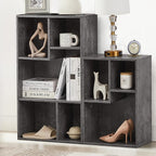 VECELO Wide Bookshelf Set, Fits 9.3" × 10-12.8" Hardcovers, Cube Storage Bookcases, Free-Standing for Living Room, Bedroom, Home Office, 2/3-Tier, 2-Pack, Gray