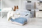 IRIS USA 40 QT Plastic Storage Box with Lid and Latches - 6 Pack - BPA-Free, See-Through Organizing Solution, Durable Nestable Stackable Containers, Secure Pull Handle - Clear