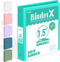 BinderX Extra Durable 1.5 Ring Binder, Round Ring 1.5 Inch Binders, Fits 325 Sheets of 8.5x11 Paper, Customizable View Cover with Inside Pockets, Cute 1.5" Binder, School Supplies for Girls, Aqua Blue