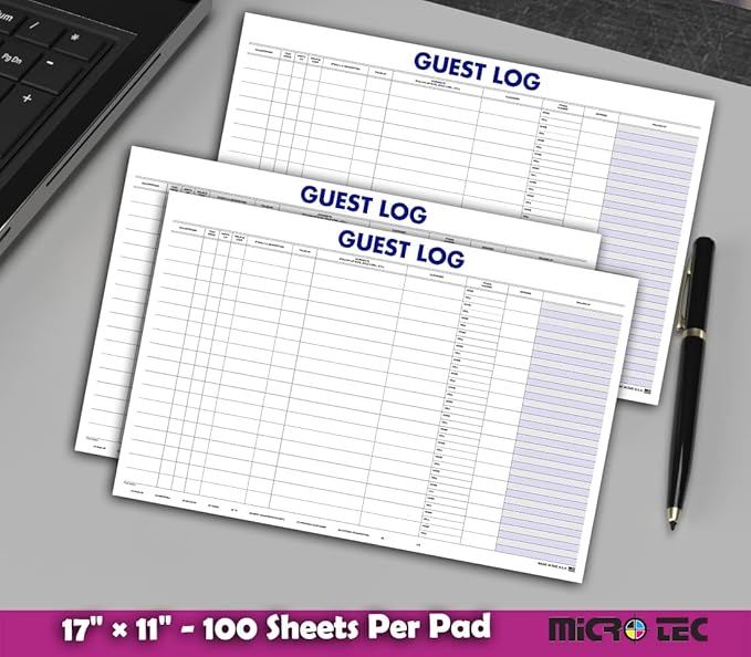 Guest Log Book for Automotive Dealerships – Customer Sign-in Tracking Log – 17" × 11" Visitor Registration Book – 100-Sheet Pad for Auto Service Centers, Repair Shops, Lead Management - 1 Pad