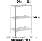 Regal Altair 21" Deep x 36" Wide x 54" Height Wire Shelving Kit | 3-Tier | NSF Commercial Storage Rack Unit