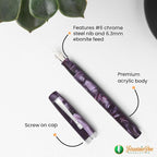 FPR Himalaya V2-Chrome Ultra Flex Nib Pen - Twist-Style Converter Filled Calligraphy Pens for Writing-Fancy Pens for Men & Women - Flex Fountain Pen w/Metal Clip & Cap Ring (Amethyst Purple Acrylic)