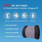 Lofty Aim Lumbar Support Pillow for Car, Memory Foam Lumbar Pillow for Lower Back Pain Relief - Back Cushion for Driving, Chair Support for Car-Office Chair, Wheelchair - Black&Gray