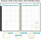 Daily Planner 2026 Full Page Per Day- 2026 Daily & Monthly Planner from January 2026 to December 2026, Day Planner 2026 with 12 Months Tabs, 6.4" x 8,5", Black