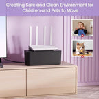 Delamu 2 Pack Cable Management Box, Stylish Black Cable Management, Pet & Child-Proof ABS Cord Box Hider, Medium and Small Cable Box for Computer WiFi Router Box Hider USB Hub, Floor Cord Covers