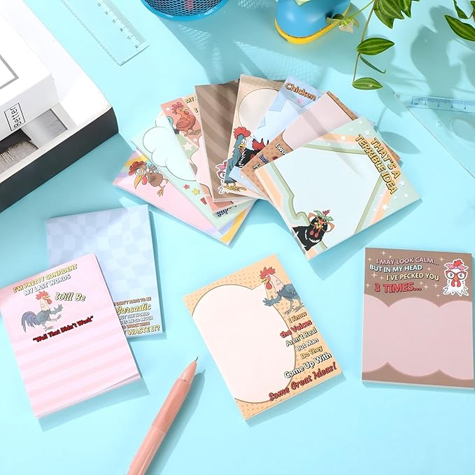 Pajean Funny Notepads with Sayings, Sticky Office Supplies, 12 Designs, 3 x 3.93 Inch