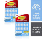Command Indoor Mini Light Clips, Damage Free Hanging Christmas Lights, Mini Wall Clips for Hanging Indoor Christmas Decorations, Lights and Cables, 90 Count
