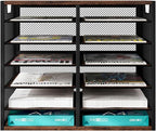 PAG Mass Mail Sorter - Adjustable Mail Holder, Countertop Literature Organizer, Student Mailbox for Classroom, Desktop Bill Paper Organizer for Office Home School, 12 Compartments, Brown