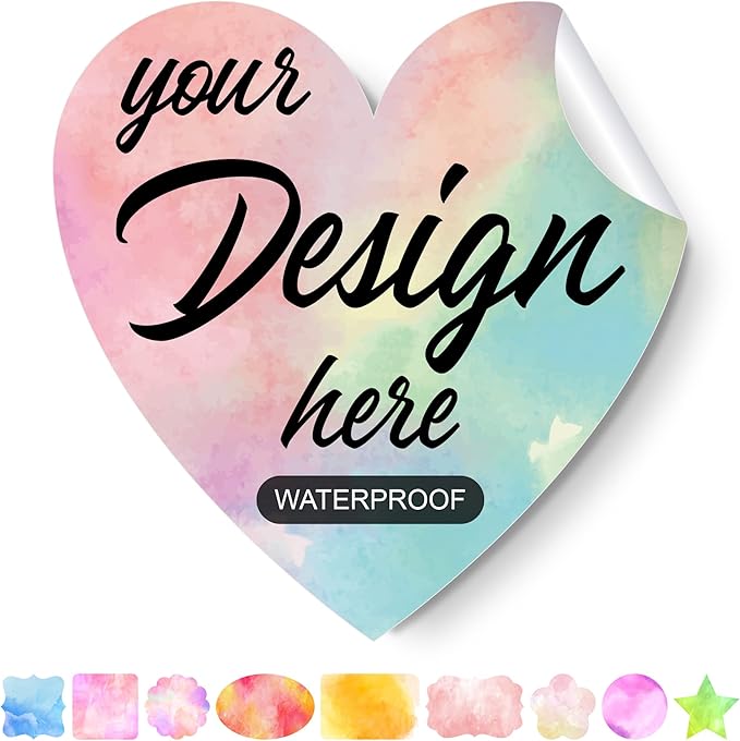 Custom Stickers Personalized Labels - Customized Stickers with Any Design Image Logo Text,Custom Stickers for Business Logo,Custom Thank You Label Stickers,100 Labels (Heart,3"x3")
