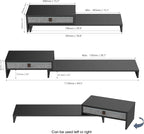 Fenge Computer Monitor Riser Stand with Drawer for 2 or 3 Monitors ,Adjustable Length and Angle Desktop Laptop Stand,Office Organizer,Printer,Black