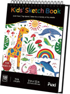 Sketch Book for Kids, 9" x 12" Kid Sketchbook, 100 Sheets (73lb/120gsm) Drawing Paper for Kids, Spiral Sketch Pad for Kid, Christmas Gifts for Grandkids.