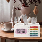 URLLUAE Mental Health Wooden Pen Pencil Holder for Classroom Therapy Counselor Office Desk Accessories, Grounding Technique Mental Health Makeup Brush Toothbrush Holder Organizer