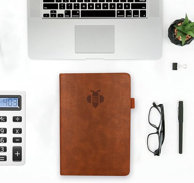 KUMEER Check Register – Elegant Check Registers for Personal Checkbook with Check & Transaction Registers, Hardcover Checkbook Log 5.2x7.6" (Brown)
