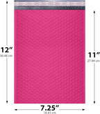 Hot Pink Poly Bubble Mailers 7.25x12 inch #1 | Self Seal Padded Envelopes | Cushioned Bubble Mailer | Usable Size 7.25x11 | WaterProof | Lightweight mailing Shipping Bags | 200 Pack Bulk