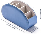 Remote Control Holders Organizer Box with 5 Compartment PU Leather Multi-functional Office Desk Storage Caddy Store Tv Remote for Media Player,Brush,Pencil,Glassees&Office Supplies (Champagne Blue)