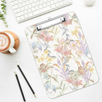 Luminzo Plastic Cute Clipboard Low-Profile Metal Clip, A4 Letter Size 9 x 12.5 in, 8.5 x 11 Paper Clip Board for Teachers, Nurses, Classroom,Botanical Print