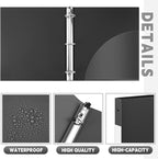Henoyso 36 Pcs 3 Ring Binder 0.5 Inch Round Fits Letter Size 8.5'' x 11'' Paper Plastic Flexible Binder Bulk Holds 140 Sheets with 1 Pockets Versatile Organizer for Home Office School (Black)