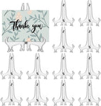LonlyEagle 12 Pack 4 Inch Clear Plastic Easels or Stand/Plate Holders to Display Pictures or Other Items at Weddings, Plate Stands for Home Decoration, Birthdays, Tables