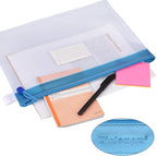 Zipper Pouch, Wisdompro 4 Packs Durable Letter Size Waterproof Mesh File Bag, Document Organizer - Blue