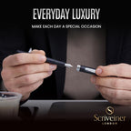 Scriveiner Luxury Fountain Pen - Medium Matt Black With Chrome Finish, Schmidt German Nib, Converter - Best Writing Gift Set for Men & Women - Fancy Office Designer EDC Pocket Pen