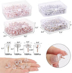 400Pcs Clear Push Pins 4 Types Thumb Tacks for Wall - Decorative Push Pins for Bulletin Board and Cork Board