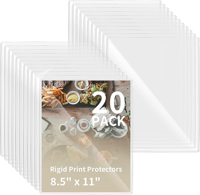 20 Pack 8.5" x 11" Hard Plastics Sheet Protector, Rigid Print Protector, Clear Waterproof Protectors, Paper Sleeves Photo Plastic Sleeves Hard Plastic Document Holder, Birth Certificate Protectors