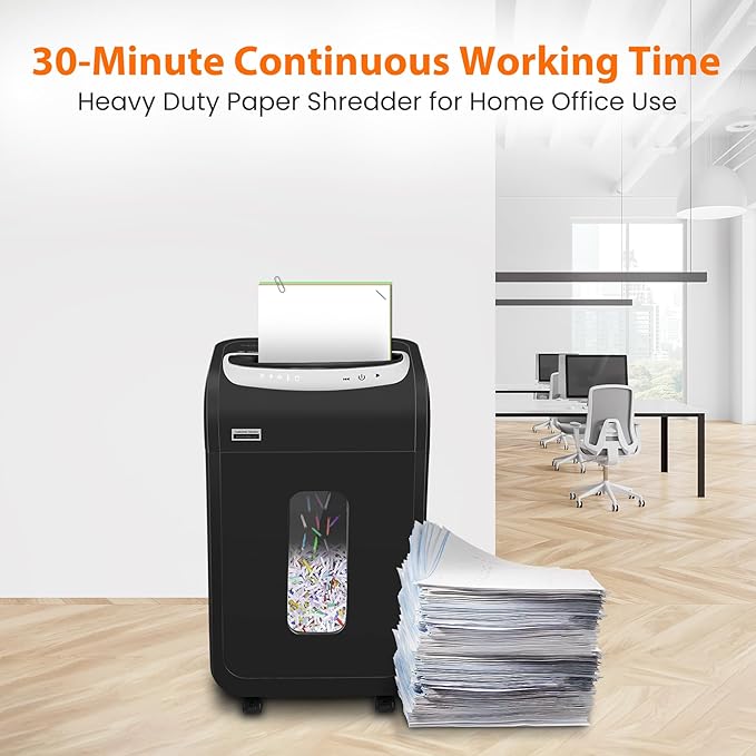 VidaTeco Paper Shredder for Home Office Heavy Duty with 60 Mins Running with US Patented Cutter,Shred CD/Card with Extra Large Bin,AUTO Jam Proof(ETL) (25-Sheet Cross Cut)