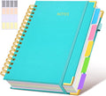 Hardcover Spiral Notebook Journal with Removable Dividers Tabs, 300 Pages Leather 5 Subject Notebook College Ruled, 8"x10" Large B5 Notebooks for Work School Note taking, Lined Journal for Women, Blue