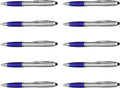 DISCOUNT PROMOS Stylus Ballpoint Pens Set of 10, Bulk Pack - Black Ink, Great for Office, School, Business, Tradeshows, Events - Blue