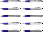 DISCOUNT PROMOS Stylus Ballpoint Pens Set of 10, Bulk Pack - Black Ink, Great for Office, School, Business, Tradeshows, Events - Blue