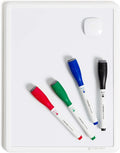U Brands Contempo Magnetic Small Whiteboard, 8.5” x 11”, White Modern Frame, Mini White Board for Kids and Students, Fridge and Locker Dry Erase Board, Includes 4 Markers & Magnet