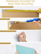 Lightomorrow Bulletin Board 30 x 20 inches, Dark Blue Pin Board, Golden Aluminum Framed Fabric Cork Board with 10 Push Pins