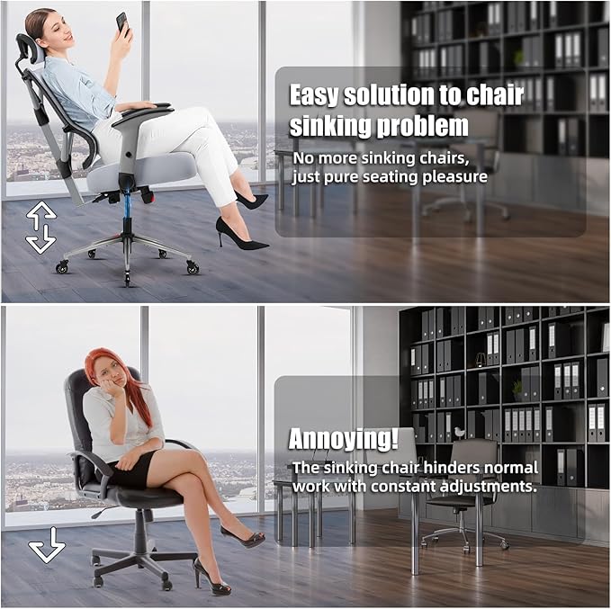 Office Chair Cylinder Replacement - Sytopia Fix Sinking Office Chairs, 4 Pieces Clamps for Height Extenders, up to 5 Inches, Stop Cylinder from Sinking, No Tools required, Fit for 95% Swivel Piston