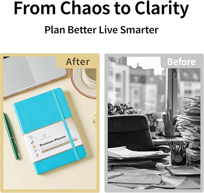 Crein Lynh 2025-2027 Premium Planner, Weekly & Monthly Calendar Planner with Budget & Goal Setting, January 2025 – December 2027, Tabs, Inner Pocket, Daily Journal Organizer for Women, A5, Blue