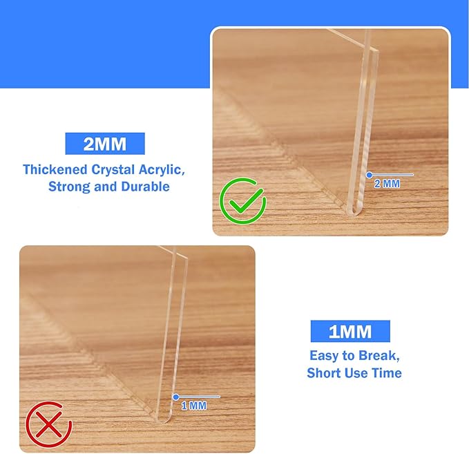 COYMOS 12 Pack Acrylic Sign Holder 8.5 x 11 Horizontal Slant Back Acrylic Stands for Display Plexiglass Clear Acrylic Display Stands for Ad Frame, Picture Photo Frames, Promotions, Restaurants, Office