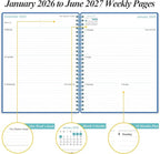2026-2027 Planner - 18 Months Weekly & Monthly Planner from January 2026 - June 2027, Planners 2026-2027 with Elastic Closure, Inner Pocket, 8.5" x 11", Blue