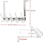SKOLOO Over The Door Hook, Door Hanger Hooks for Hanging Clothes, Towels, Coats, Hats, Over The Door Towel Hook - Pack of 2, Silver, Assembly Required