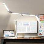 Neatfi (New Model) 3,000 Lumens LED Desk Lamp, Dimmable, 360 SMD LEDs, 30W, CRI 95, Adjustable Light Modes, Task Lamps for Home Office, Study Lamp, Desk Light Bar (CCT with Clamp, White, 44 Inches)