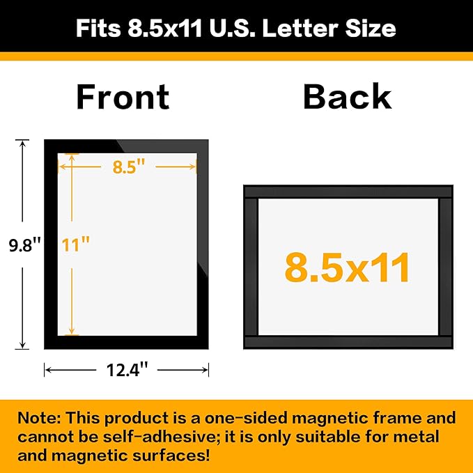 VAIIGO 10-Pack Magnetic Sign Holders 8.5 x 11 - Magnetic Frames for Fridge & Metal Surfaces - Document & Paper Display Holders, Picture/Poster/Photo Frames for Home, Office, Classroom
