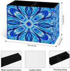 Famame Blue White Abstract Design Pencil Holder for Desk, Leather Desktop Container Pen Cup Storage Study Table Pen Organizer Makeup Brush Holder for Classroom Office Home
