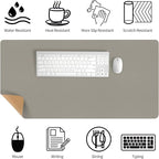 Bloss Grey Desk Mat, Leather Desk Pad, Desk Matt for Desktop, Waterproof Desk Pad Mat, Computer Mat for Office Work/Home/Decor/Desk Protector/Cover(31.5 x 15.7 Inches)