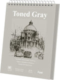 Fuxi Toned Gray Sketchbook 8.5x11, 60 Sheets (85lb/150gsm) Spiral Bound, Hardcover, Artist Sketch Pads for Drawing for Adults with Pencil, Charcoal, Colored Pencils for Artists & Students, Classroom.