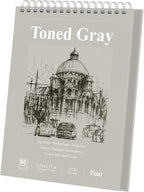 Fuxi Toned Gray Sketchbook 8.5x11, 60 Sheets (85lb/150gsm) Spiral Bound, Hardcover, Artist Sketch Pads for Drawing for Adults with Pencil, Charcoal, Colored Pencils for Artists & Students, Classroom.