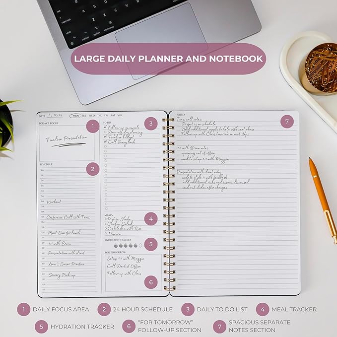 Merely Home Undated Daily Planner | 8.25” x 11.75” To Do List Notebook | Work Productivity ADHD Organizer | Men and Women Planner | College Supplies | Evergreen | Portrait Layout