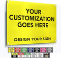 Custom Metal Signs, Personalized Aluminum, Waterproof Business Signs, White Aluminum (Yellow Background, 42x28 In)