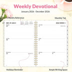 SUNEE 2026 Planner, Weekly and Monthly Calendar Planner, January 2026-December 2026, Daily Agenda with Tabs, Note Pages, Spiral Binding, 6.4"x8.3", Watercolor Flowers